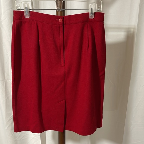 SELLECCA VINTAGE ROCKABILLY PENCIL RED WOOL SKIRT SIZE 14 - Picture 4 of 5